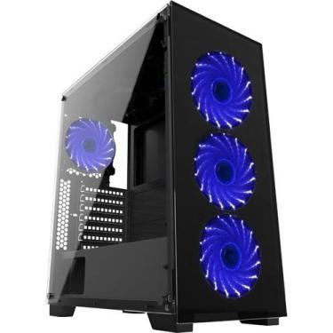 Imagem de Gabinete Gamer Vidro Usb3.0 Xway 01144 Fonte 500w E 4 Fans, Azul
