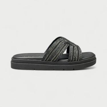 Imagem de Tamanco Flat Papete Feminino Bebecê Preto, Preto, 38