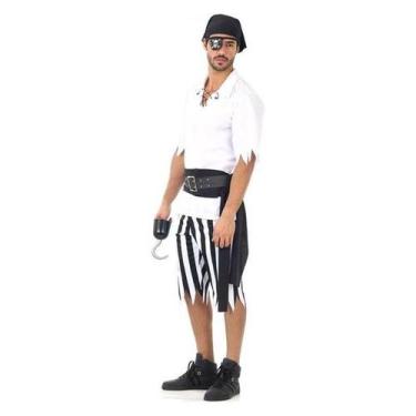 Imagem de Fantasia Pirata Adulto Preto Com Tapa Olho e Bandana - Sulamericana, P