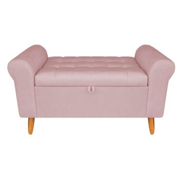 Imagem de Recamier Bau Rio 120CM Solteiro Suede com Estrutura em Madeira Rose Inova Decor