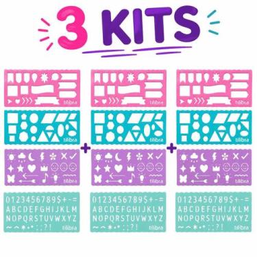 Imagem de Kit Régua Stencil Fun com 4 Unidades -Tilibra -, 3 Kits