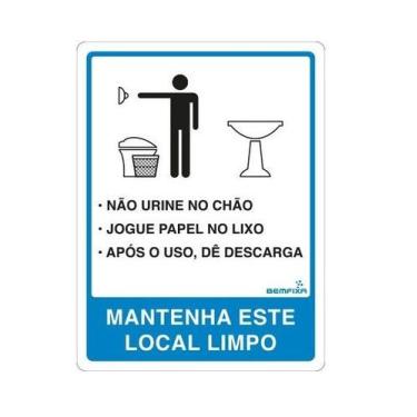 Imagem de Placa Sinalização 15x20 Banheiro Masculino com Instruções - Bemfixa