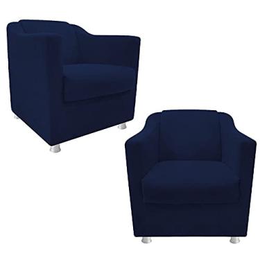 Imagem de Kit 2 Poltronas Cadeiras Decorativas Tilla Suede Azul Marinho para Recepção Sala de Estar Consultório Escritório Quarto - AM Decor