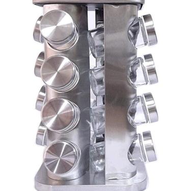 Imagem de Porta Condimentos Rotativo Quadrado 16 Peças Inox