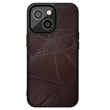 Imagem de GSYH Capa para iPhone 13/13 Pro/13 Pro Max, capa protetora de couro traseira proteção de câmera à prova de choque macio TPU bumper slim elegante capa de proteção, marrom, 13 15,5 cm