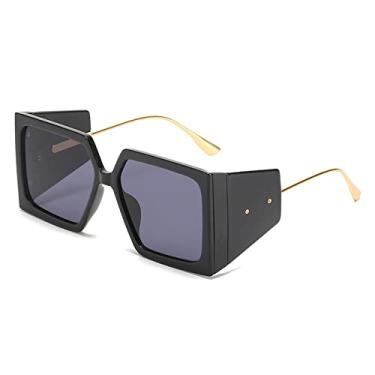 Imagem de Desgin Vintage Metal Steampunk Óculos de Sol Masculino Feminino Escudo Quadrado Óculos de Sol Para Homens Mulheres Elegantes Tons UV400,C1 Preto,China