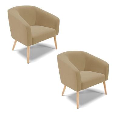 Imagem de Kit 02 Poltronas Linho Pés Palito D`rossi A32 Bege