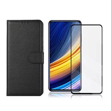 Imagem de Kit Capa Carteira Flip + Pelicula Cerâmica Compatível Xiaomi Redmi Note 11 Redmi 10C Poco X4 Pro M4 Pro (M4 Pro)