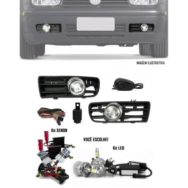Imagem de Kit Farol de Milha Neblina Vw Golf 1999 2000 2001 2002 2003 2004 2005 2006 Botão Alternativo + Kit Xenon 6000K 8000K ou Kit Lâmpada Super LED 6000K