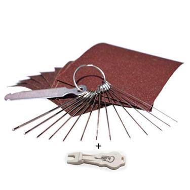 Imagem de Conjunto de limas de porca de sela de violão - 13 arquivos de agulha de tamanho diferente com seção transversal circular e 9 peças de papel de areia para baixo, Ukulele, polimento de porca de guitarra acústica e elétrica - iLuiz