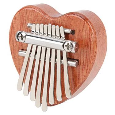 Imagem de Piano de dedo em forma de coração piano de polegar portátil Crisp 8 tons mogno teclado instrumento para iniciantes som único mogno portátil madeira colorida