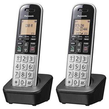 Imagem de Panasonic Telefone sem fio compacto com DECT 6.0, LCD âmbar de 1,6" e teclado HS iluminado, bloco de chamadas, identificador de chamadas, vários idiomas de exibição - 2 aparelhos - KX-TGB812S (preto/prata)