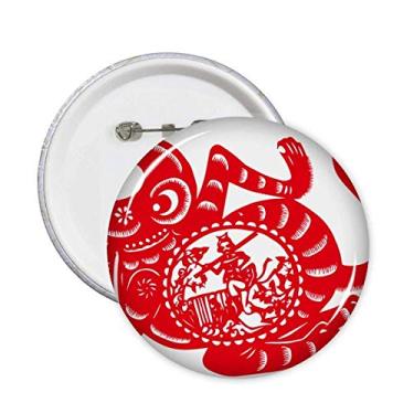 Imagem de Papercut China Zodíaco Chinês Monaco Arte Alfinetes Emblema Botão Decoração Acessório 5pcs