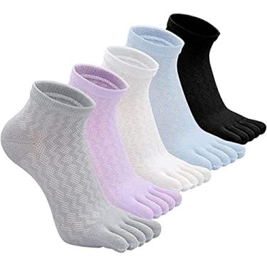 Imagem de 5 pares Meias de cinco dedos respiráveis, Meias de compressão ortopédica, meias esportivas para mulheres