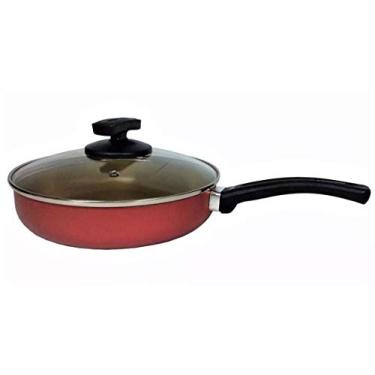 Imagem de Frigideira Grande Antiaderente Não Gruda Grossa Vermelha