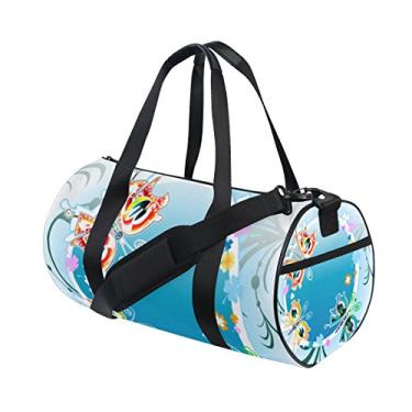 Imagem de Bolsa esportiva U Life floral com borboleta, esportes, academia, ombro prático, para mulheres, homens, crianças, meninos e meninas