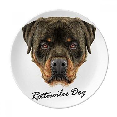 Imagem de Black Feroz Rottweiler Dog Pet Animal Prato Decorativo Porcelana Salver Prato de Jantar
