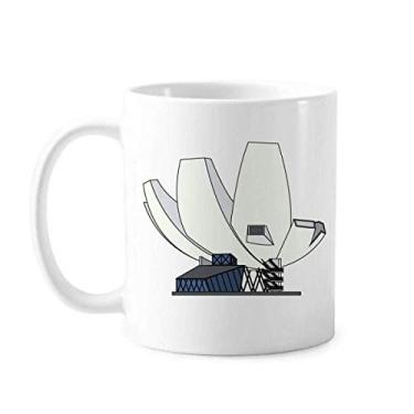 Imagem de Caneca clássica do Museu da Ciência de Arte Cingapura Caneca de cerâmica branca presente com alças 350 ml