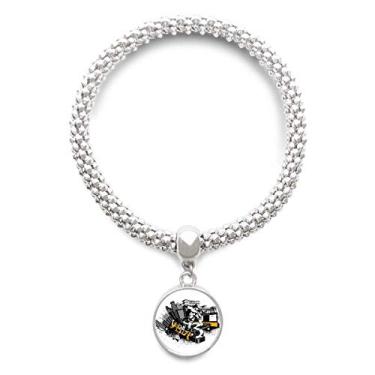 Imagem de DIYthinker Pulseira de prata com pingente de corrente ajustável para Esqui e Contorno da Cidade