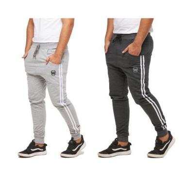 Imagem de KIT 02 CALÇAS DE MOLETOM WOOKS MASCULINA SARUEL SKINNY SPORT LUXO-CINZACLARO-GG-Masculino