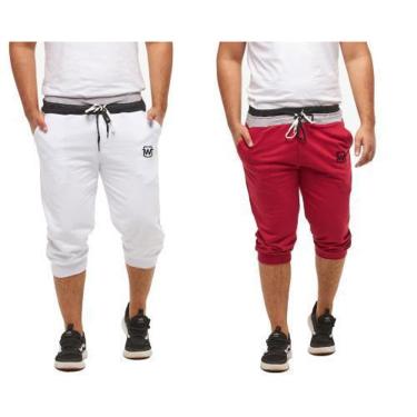 Imagem de Kit 2 Bermudas de Moletom Masculina Saruel Skinny Sport Wooks WB1-Masculino