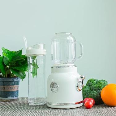 Imagem de Liquidificador Portátil, Mini Liquidificador Com Shake Retrô De Copo Duplo E Liquidificador De Suco De Bancada Com Lâminas De Aço Inoxidável Plugue CN(branco), Mini liquidificador para shake com