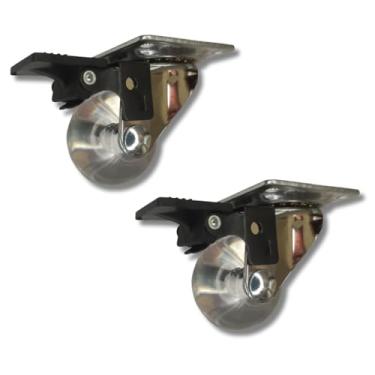 Imagem de 2 Rodízio 35mm Rodinha Giratória 35Kg Com Trava Freio Gel Silicone Anti Risco e Ruído Rodinhas Roda Roldana Rodizio Giratório Móvel Móveis Armário Prateleira Pesado Reforçada Resistente