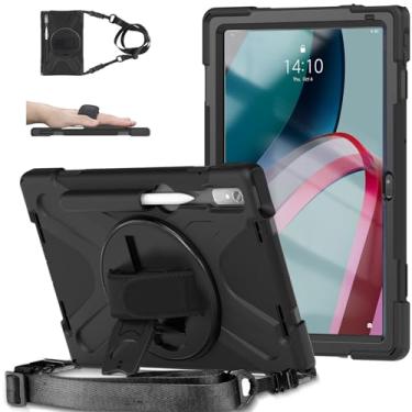 Imagem de Junfire Capa à prova de choque para Lenovo Tab P11 Pro Gen2 de 11,2 polegadas (TB-132FU/TB-138FC) 2022, capa resistente com suporte para caneta/alça de mão/suporte giratório de 360°/cinto de ombro