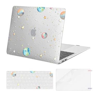 Imagem de MOSISO Compatível com MacBook Air 33.0 cm capa 2022 2021 2020 2019 2018 versão A2337 M1 A2179 A1932 Retina Display Touch ID, plástico planetas estrelas capa rígida e película de teclado e protetor de