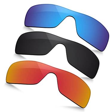Imagem de TRUSHELL Lentes de reposição polarizadas para óculos de sol Oakley Batwolf OO9101 - azul oceano + preto + vermelho fogo