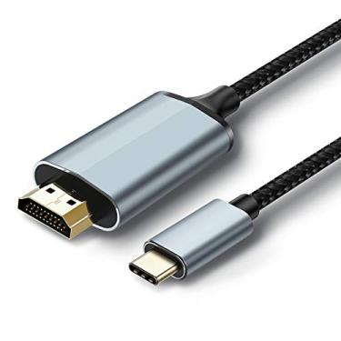 Imagem de dibdib Cabo USB C para HDMI, adaptador HDMI 4K a 30Hz, tipo C para HDMI, compatível com USB4, MacBook Pro/Air, iPad Pro, Steam Deck, Samsung S21/S20/S10, Galaxy Tab, Dell XPS 13/15 (1,8 m)