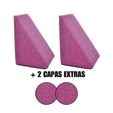 Imagem de Kit 2 Almofada Triangular Encosto Espuma Antirefluxo Apoio Costas Anatômico Leitura + Capa Extra-Unissex