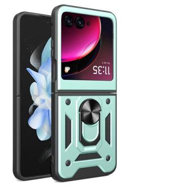 Imagem de Kukoufey Capa compatível com Motorola Razr+ 2023, com capa de lente de câmera deslizante compatível com Motorola RAZR 40 Ultra 5G 4ª geração 2023 XT2321-1 XT2321-2 XT2321-3 XT2321-5 capa verde