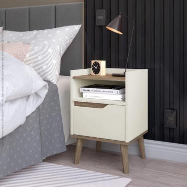 Imagem de Mesa de Cabeceira Gabriela 1 Gaveta Off White - Pek Móveis