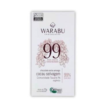 Imagem de Chocolate Organico 99% Cacau Selvagem Extra Amargo Warabu 70g