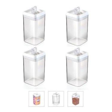 Imagem de 4 Potes Bolacha Acrílico Quadrado 2,3 L Organização Grande - Injeplast