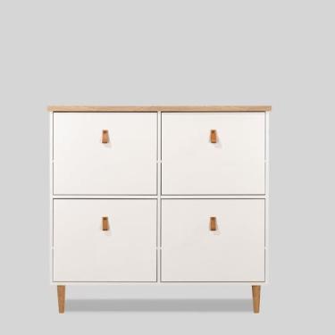 Imagem de Sapateira de Parede Nala 4 Portas - Casavee, Madeira/Branco