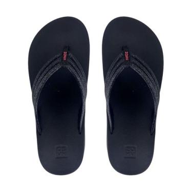 Imagem de Tamanco FlatForm Zaxy 19024 Anatômico com Brilho Original, Preto, 36