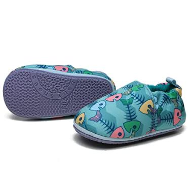 Imagem de COSANKIM Mocassins infantis para meninos e meninas com sola macia antiderrapante sapatos para surfe, 01 Green Fish, 9-12 Meses