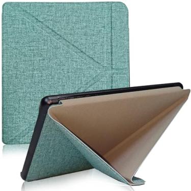 Imagem de JKhandy Capa para Kobo Libra Color (modelo: N428, versão 2024), capa com suporte de origami de couro PU premium com despertar/hibernar automaticamente, verde agave