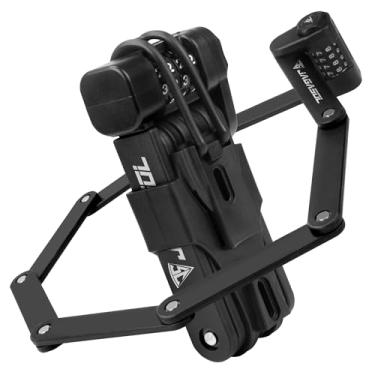 Imagem de JAGASOL Cadeado de bicicleta dobrável antifurto resistente, cadeado de corrente dobrável para bicicleta, scooter, motocicleta, 0,8 polegadas de largura, 0,3 polegadas de espessura, aço de liga de aço,