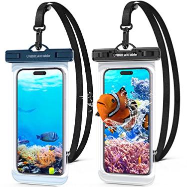 Imagem de UNBREAKcable Bolsa de telefone à prova d'água - 2 pacotes [IPX8 à prova d'água] [toque sensível] [até 17.8 cm] Suporte de telefone bolsa seca bolsa subaquática para iPhone 14 13 12 Pro Max Plus Mini,