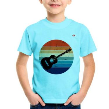 Imagem de Camiseta Infantil Violão Vintage Sunset - Foca na Moda, Azul claro, 8