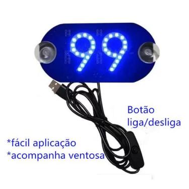 Imagem de Placa led letreiro Luminoso carro 99 pop usb-azul - telintec
