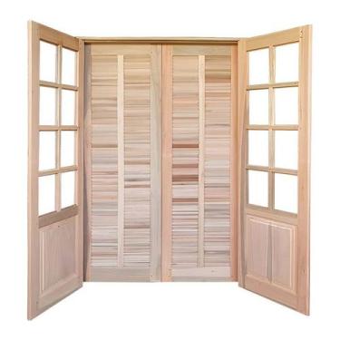 Imagem de Porta Balcão de Abrir / Abrir Meia Almofada Madeira Padrão Cedro Reto 