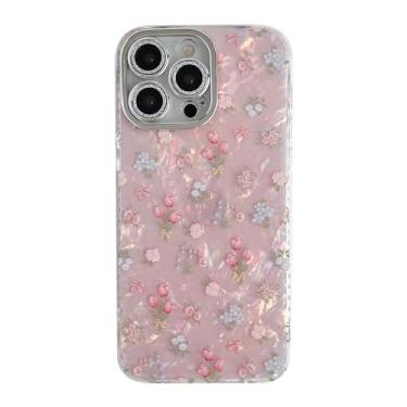 Imagem de FLIRACON Linda capa de telefone com padrão de concha de flores de tulipa compatível com capa de iPhone (rosa, para iPhone 12 Pro)