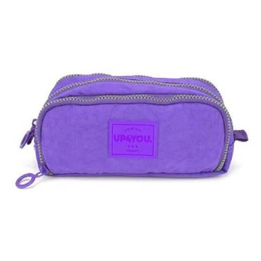 Imagem de Estojo Escolar Up4You Zíper Triplo Tecido Crinkle Violeta - Luxcel