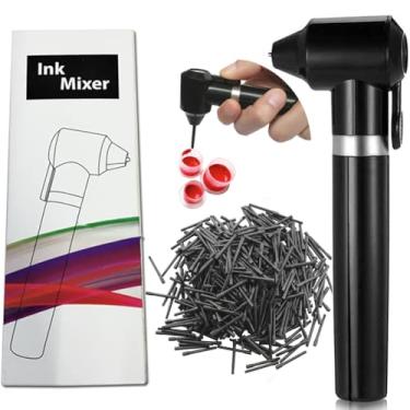 Imagem de Misturador de tinta elétrico para maquiagem de pigmento tatuagem ferramenta de fornecimento de sobrancelha máquina agitadora 100 varetas de mistura conjunto