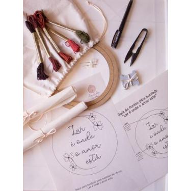 Imagem de Kit iniciante completo para Bordar com Risco (desenho) - vários, Lar é