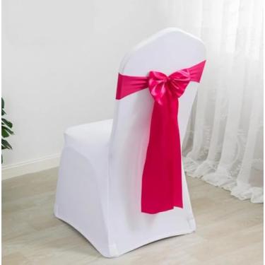 Imagem de Decoração de casamento, festa de aniversário, faixas para cadeiras, gravata borboleta pronta, elastano, faixas elásticas, nó, sala de reunião de hotel, fúcsia, 1 peça